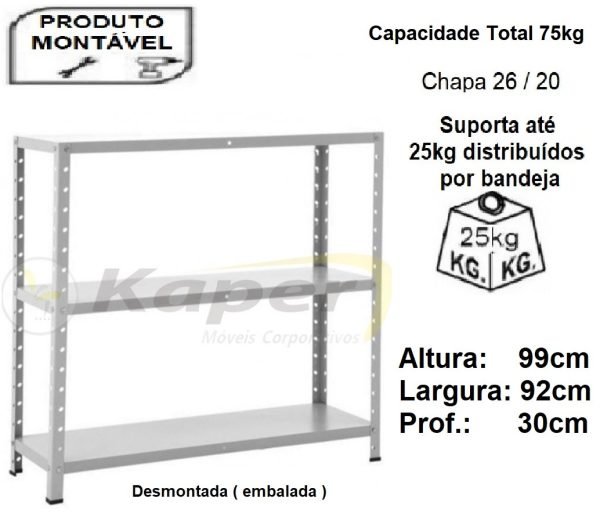 E-35 ESTANTE DE AÇO BAIXA CINZA