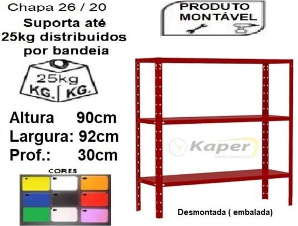 E-36 ESTANTE DE AÇO BAIXA COLOR Prof.30