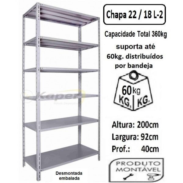 E-49 Estante De Aço Prof. 40 Chapa 22 L-2 AMAPÁ