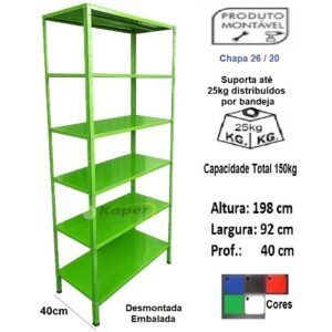 E-46 Estante De Aço Color Prof. 40cm NB