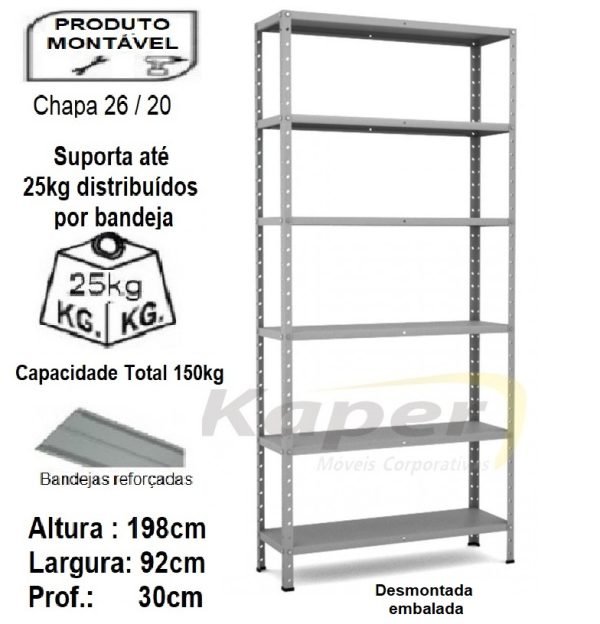E-31 Estante De Aço P30cm - NB / Pandin