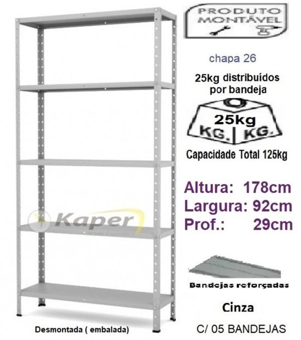 E-29 Estante De Aço P 29cm 5B