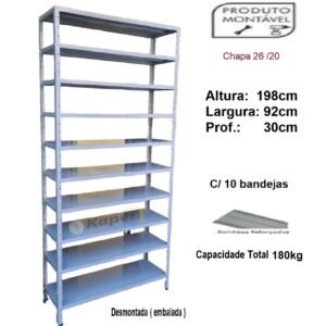 E-10 Estante De Aço P30 C / 10 Bandejas - Nb