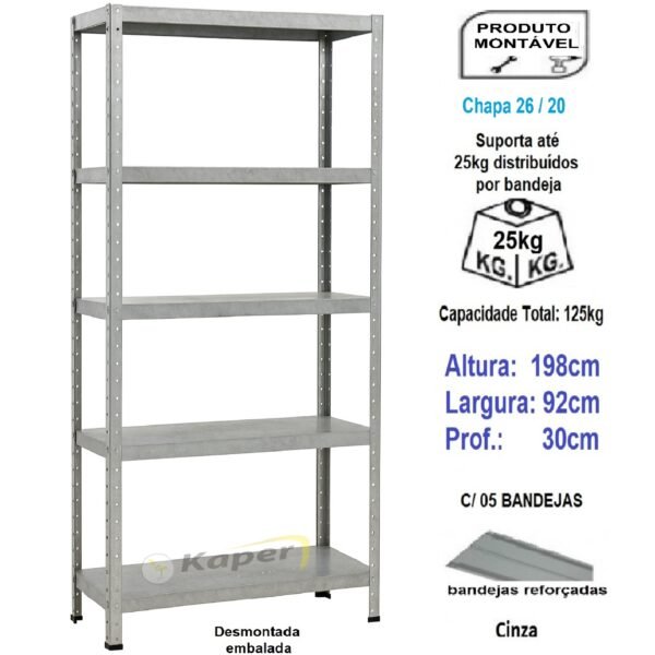 E-30 Estante De Aço P 30cm 5B