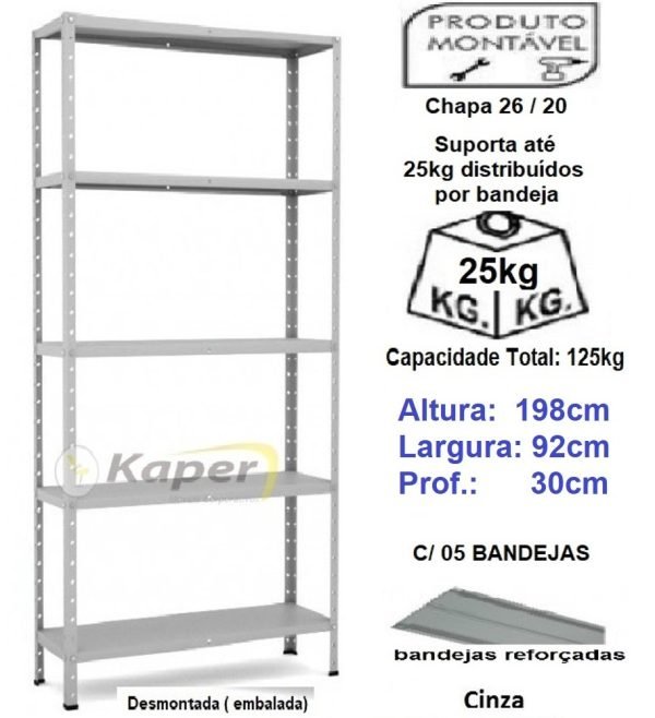 E-30 Estante De Aço P 30cm 5B