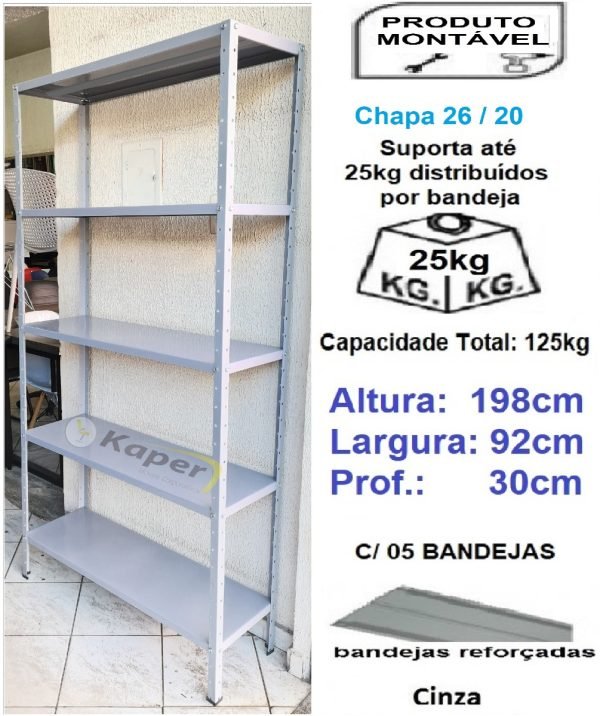 E-30 Estante De Aço P 30cm 5B