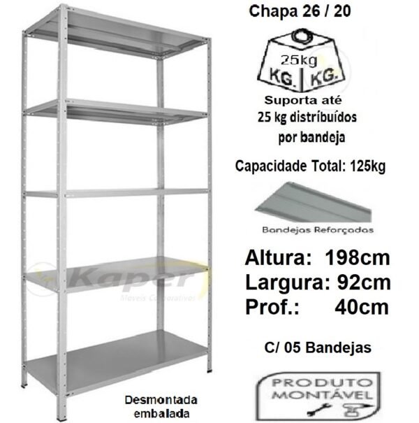 E-40 Estante de aço P 40cm 5B