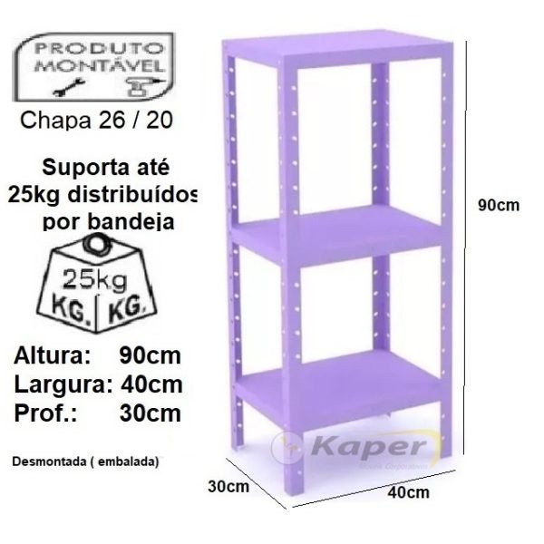 E-145 ESTANTE DE AÇO TORRE 40 CANTO