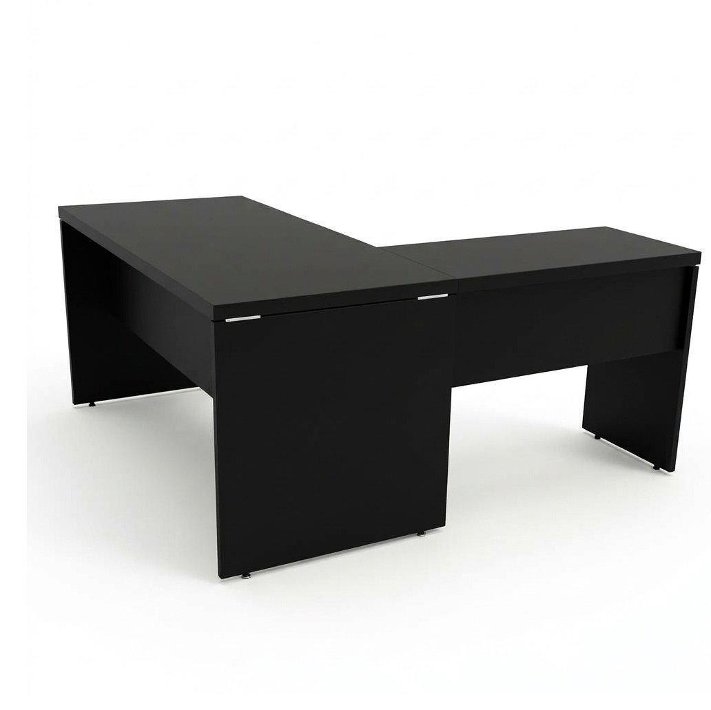 M-260 MESA 150 EM L -150CM X 160CM – PÉ PAINEL- MDP 40 MARZO VITORINO – COR PRETA